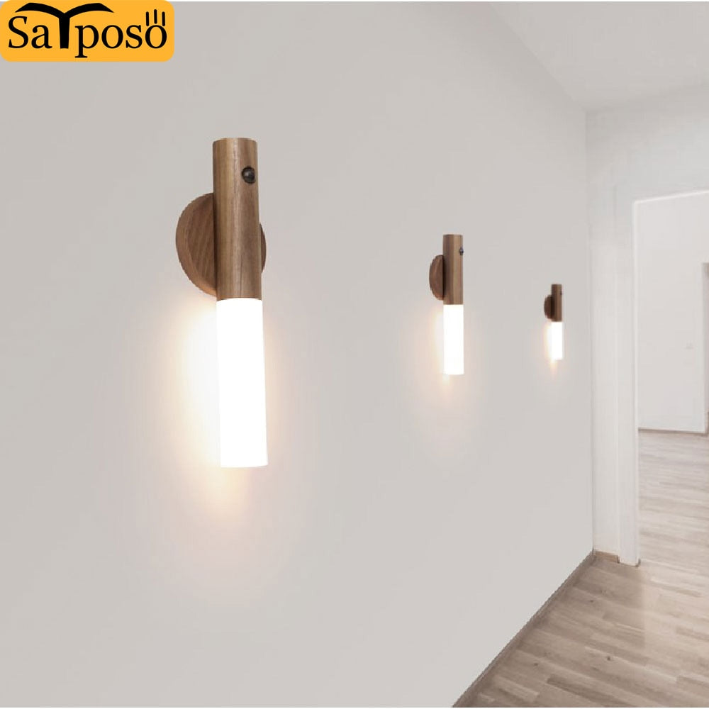 LED Wood Wireless Night Light