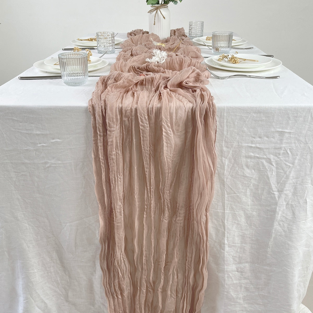 Gauze Table Runner Semi-Sheer Vintage Cheesecloth Table Setting Dining