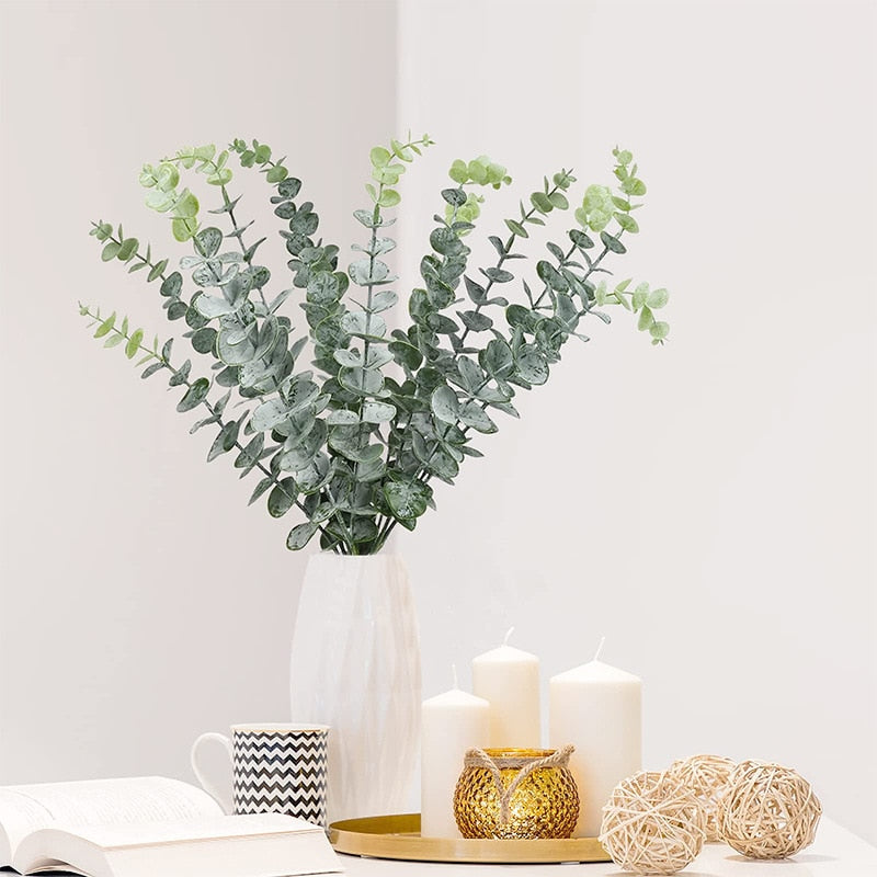 Tenderly Crafted Artificial Eucalyptus Leaves 10 pc Bunch.